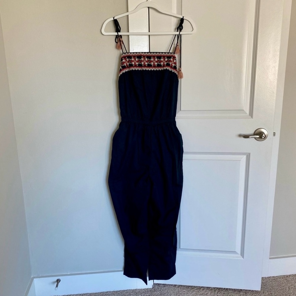 Abercrombie & Fitch Black Jumpsuit with Red Accents 100% Cotton Tassel Strap